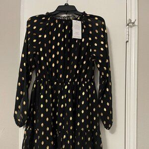 KIRUNDO Women 2024 Spring Summer Long Sleeve V Neck Ruffle Polka Dot Mini Dress